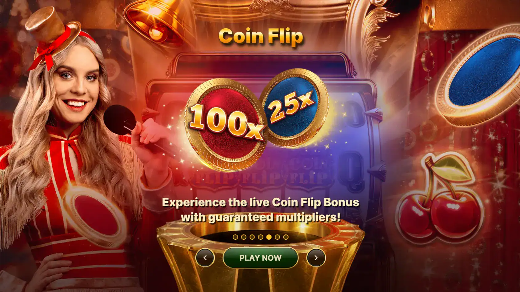 Live Coin Flip Bonus Round Multipliers.