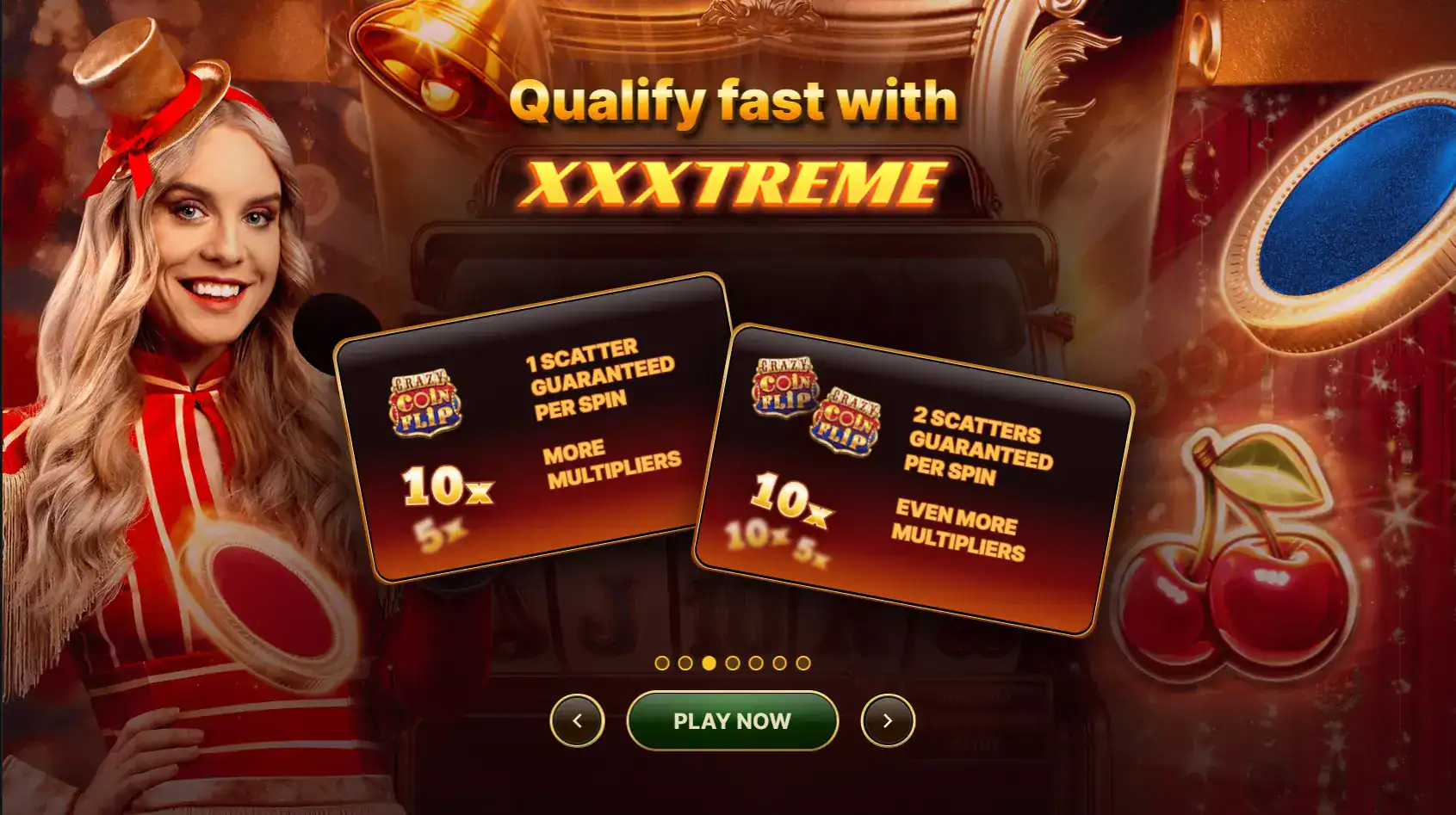 Crazy Coin Flip XXXtreme Spin Modes.